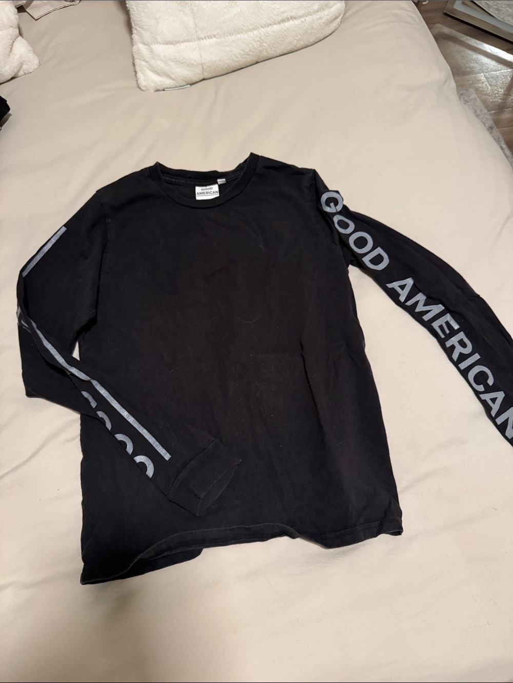 Good American Black Long-Sleeve Tee with Sleeve Logo